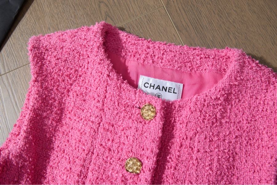 CHANEL tweed金扣短款馬甲-3