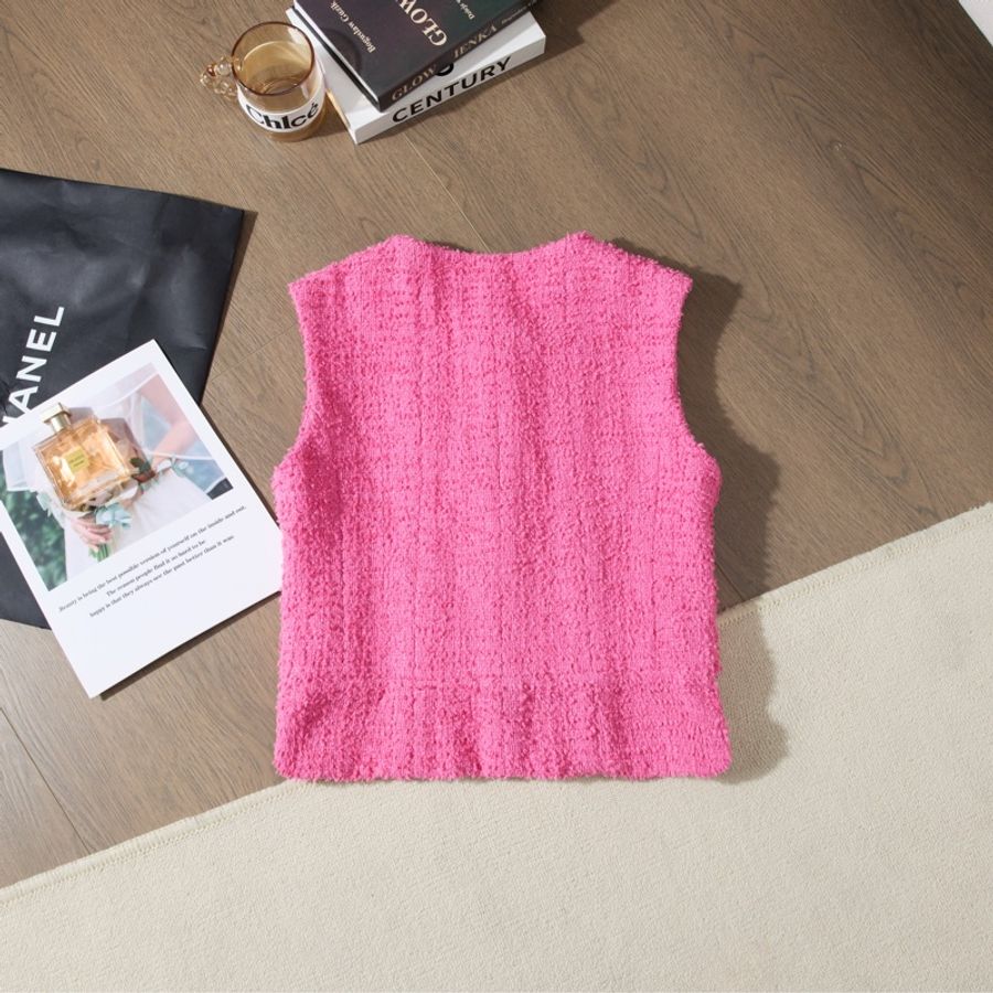 CHANEL tweed金扣短款馬甲-8