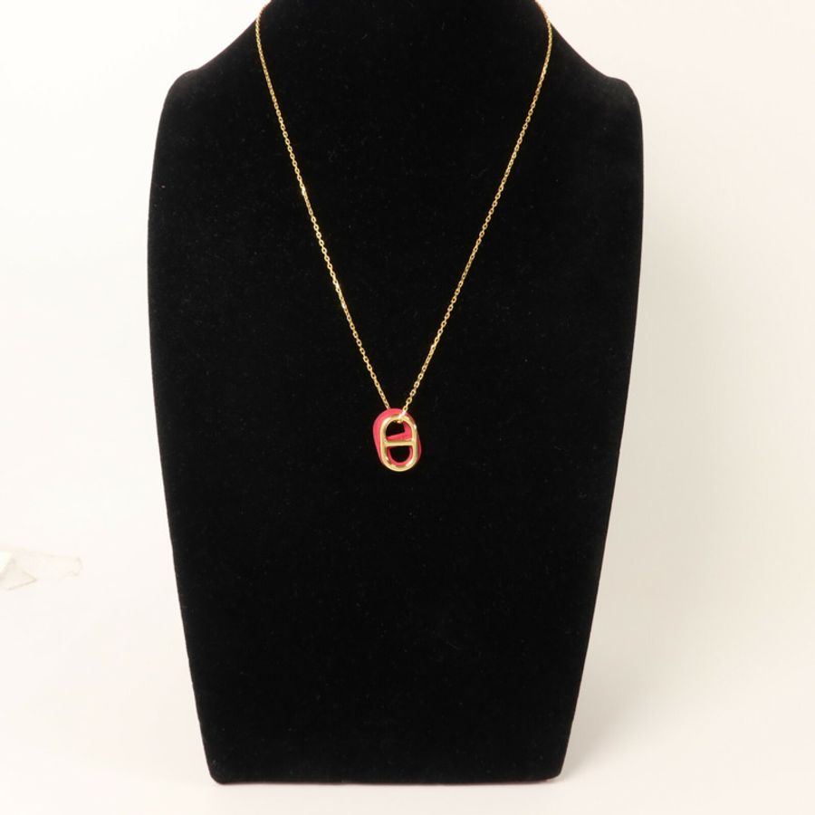 HERMES 金屬O'Maillon Pendant項鍊Rose Purple-8