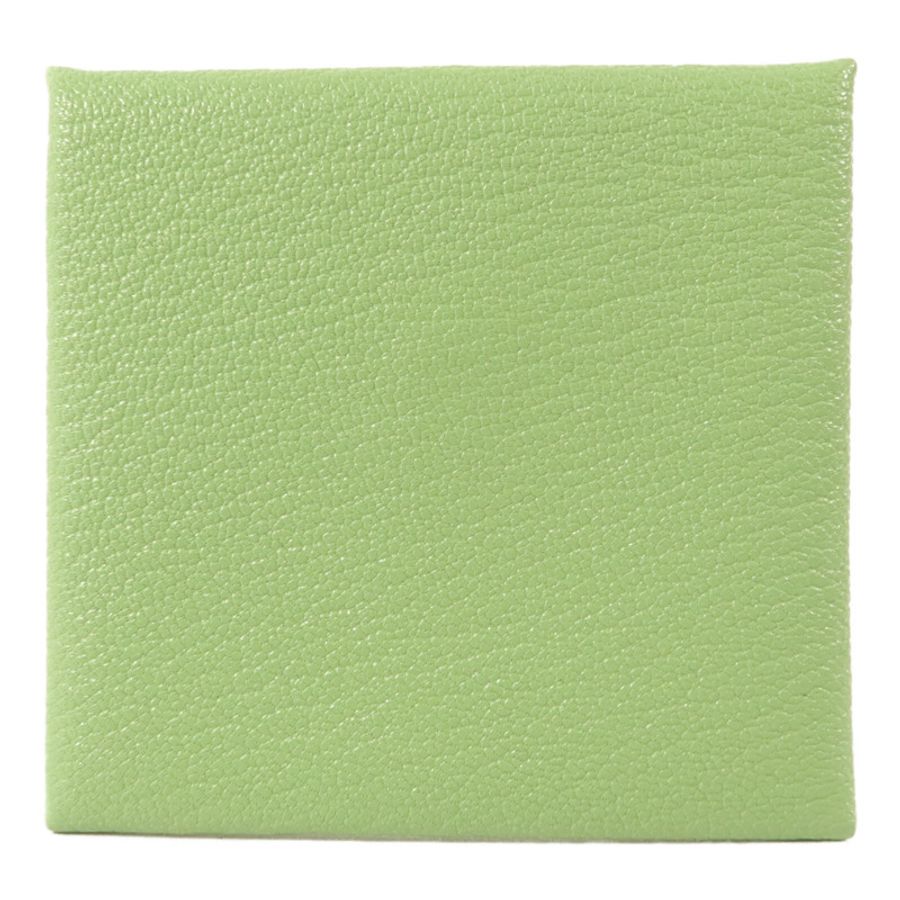 HERMES Chevre皮革Bastia Change Purse零錢包Vert Criquet/Sesame-1