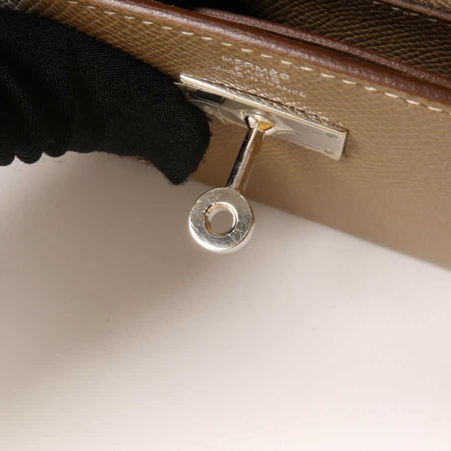 HERMES Epsom皮革Kelly Long Wallet長錢包Etoupe-8