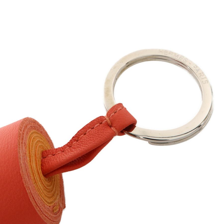 HERMES Milo皮革Carmen Key Ring and Bag Charm鎖匙扣掛飾Rouge Tomate/Feu-3