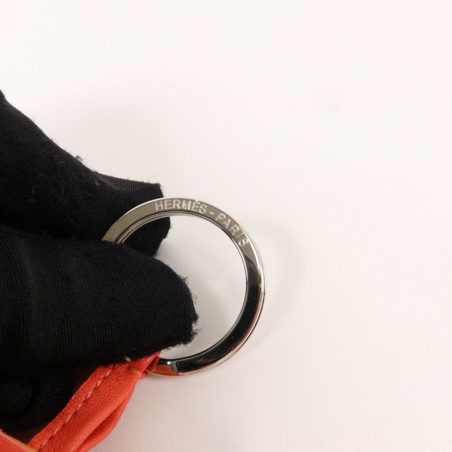 HERMES Milo皮革Carmen Key Ring and Bag Charm鎖匙扣掛飾Rouge Tomate/Feu-4