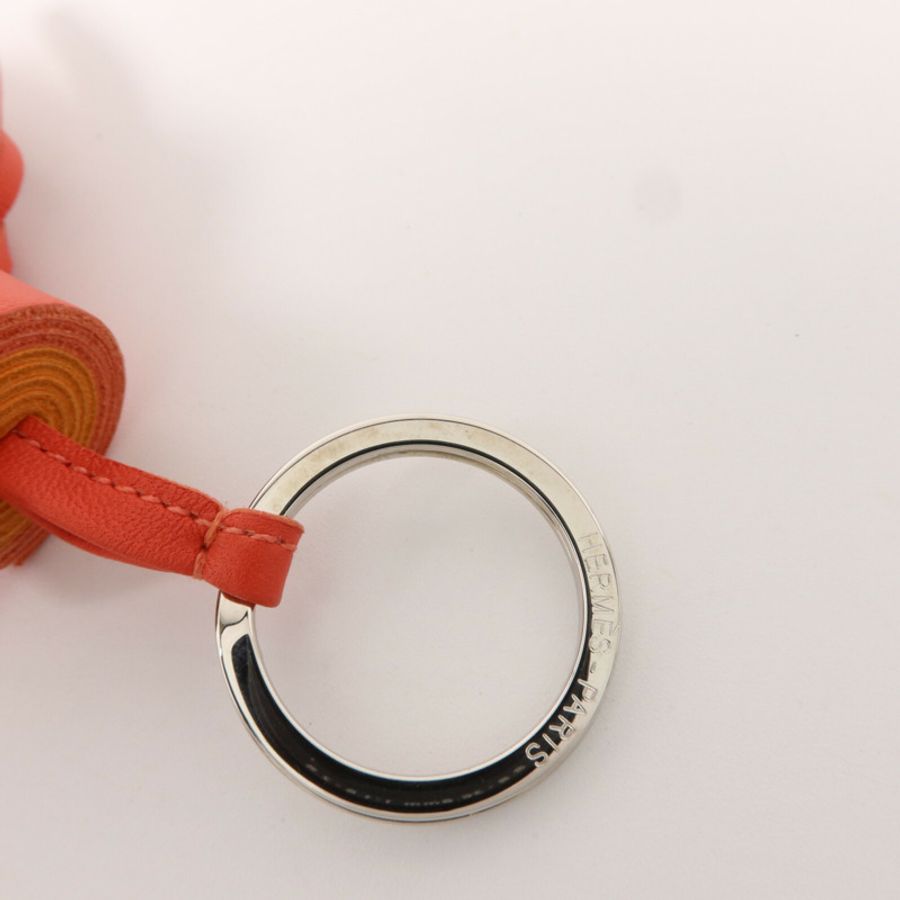 HERMES Milo皮革Carmen Key Ring and Bag Charm鎖匙扣掛飾Rouge Tomate/Feu-8