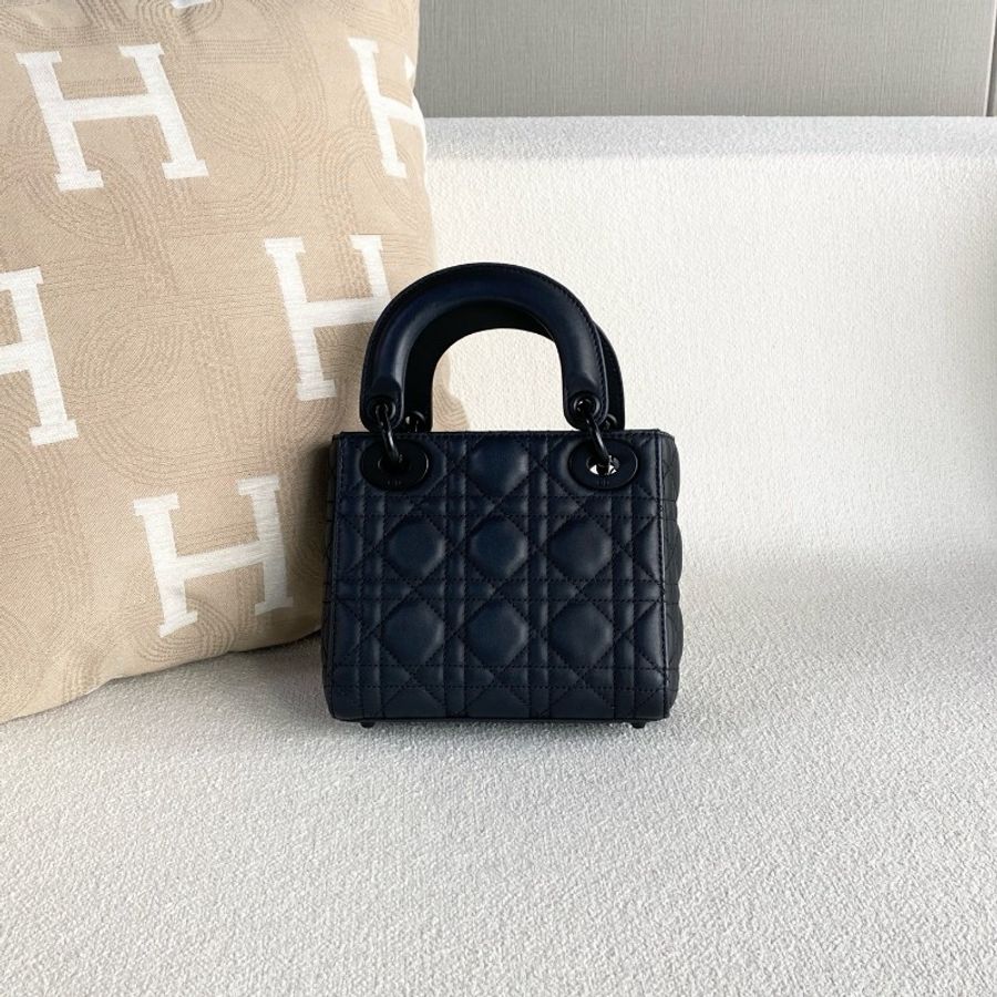 Dior soblack三格戴妃包 磨砂黑 羊皮 手提包肩背包-3
