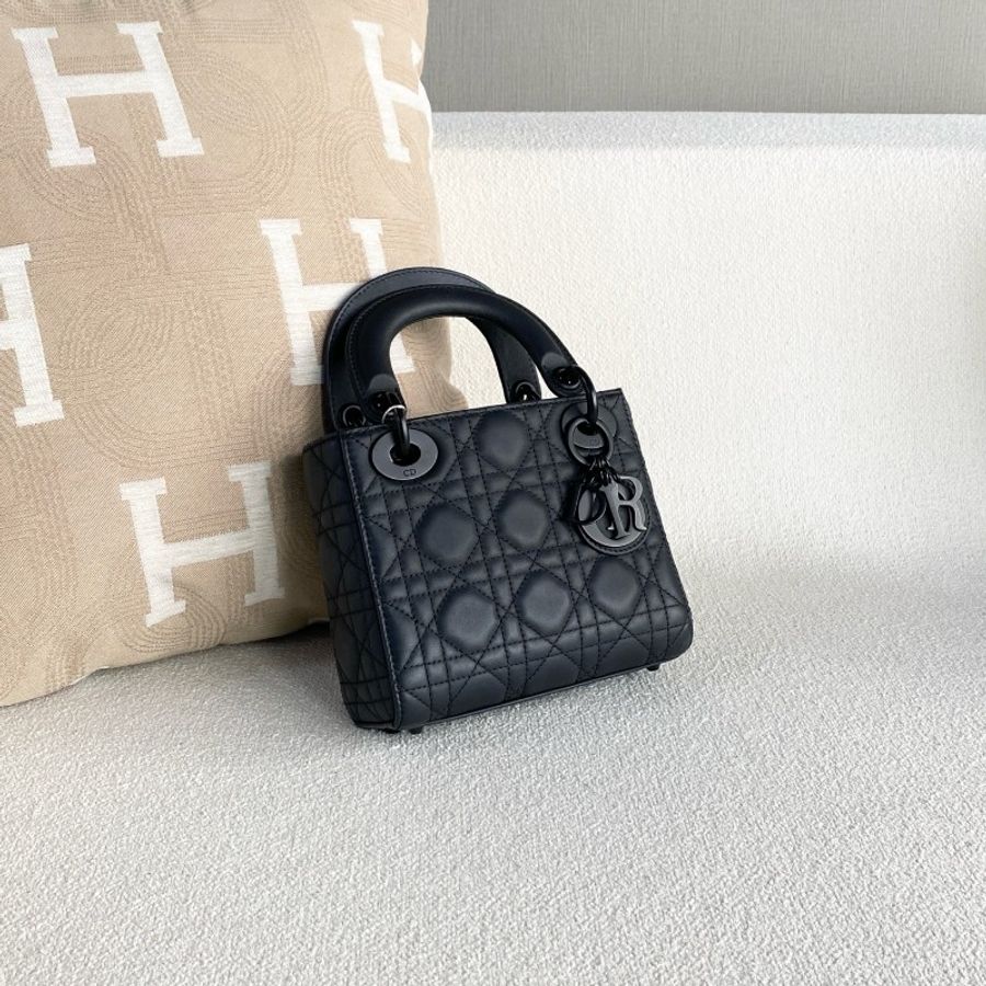 Dior soblack三格戴妃包 磨砂黑 羊皮 手提包肩背包-4