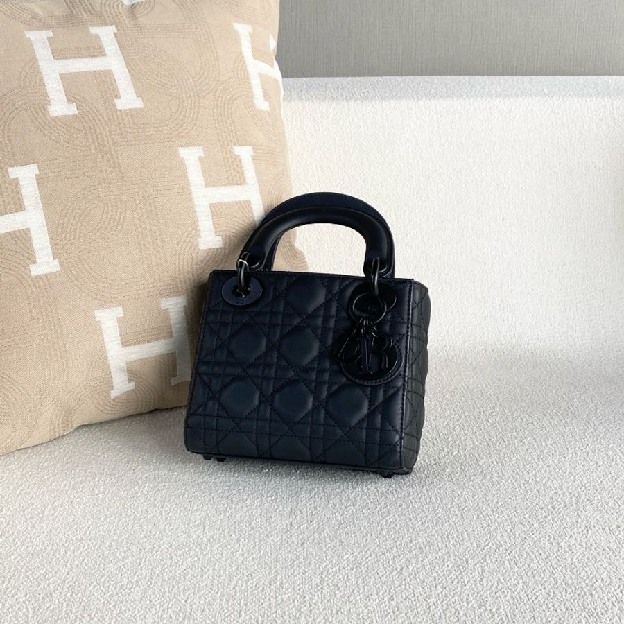Dior soblack三格戴妃包 磨砂黑 羊皮 手提包肩背包-6
