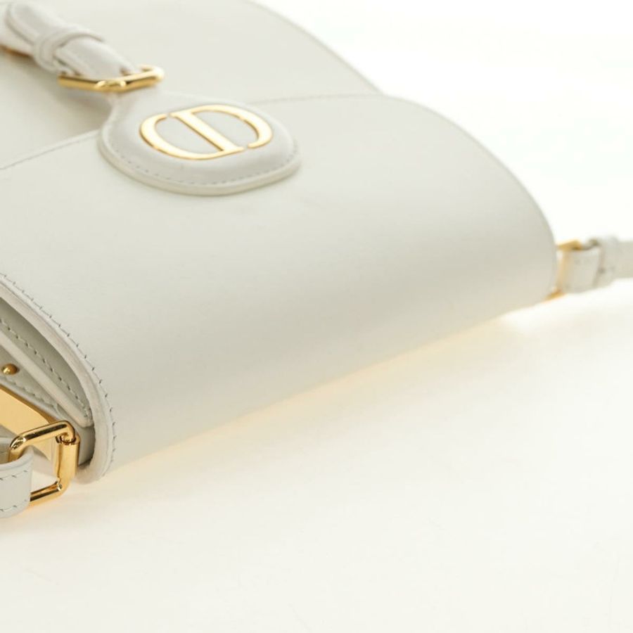 【日本直送】Christian Dior Bobby 肩背包,白色皮革,金色,正品,貨號 189798M-6