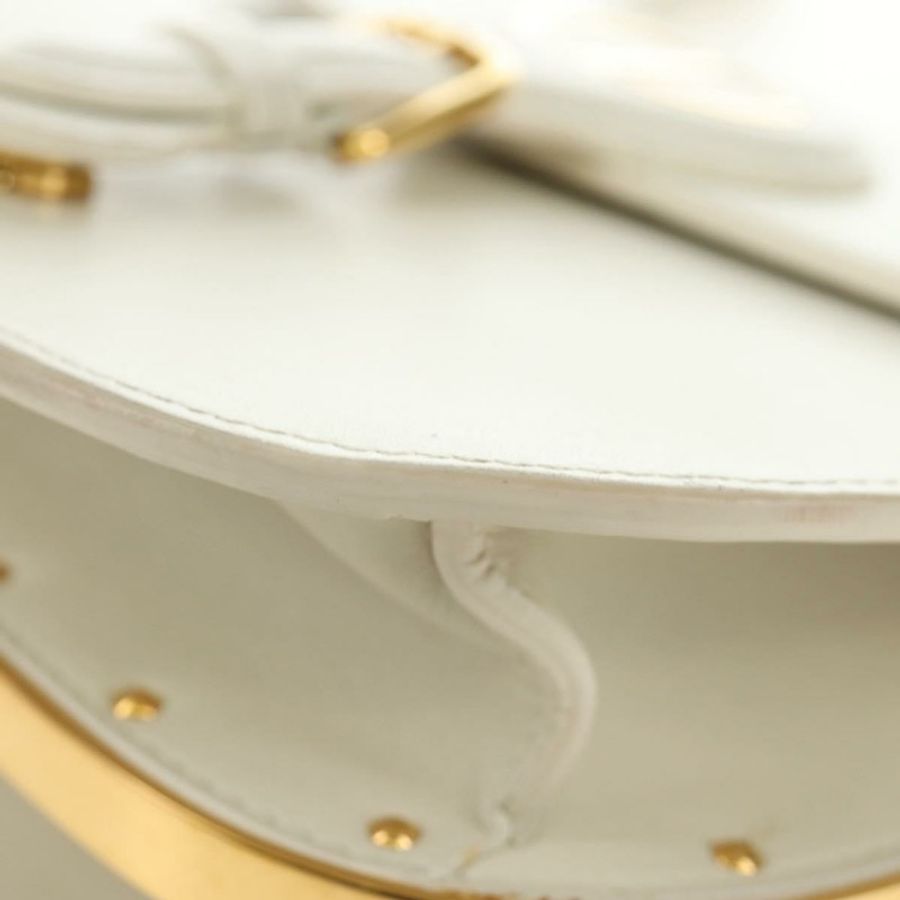 【日本直送】Christian Dior Bobby 肩背包,白色皮革,金色,正品,貨號 189798M-15