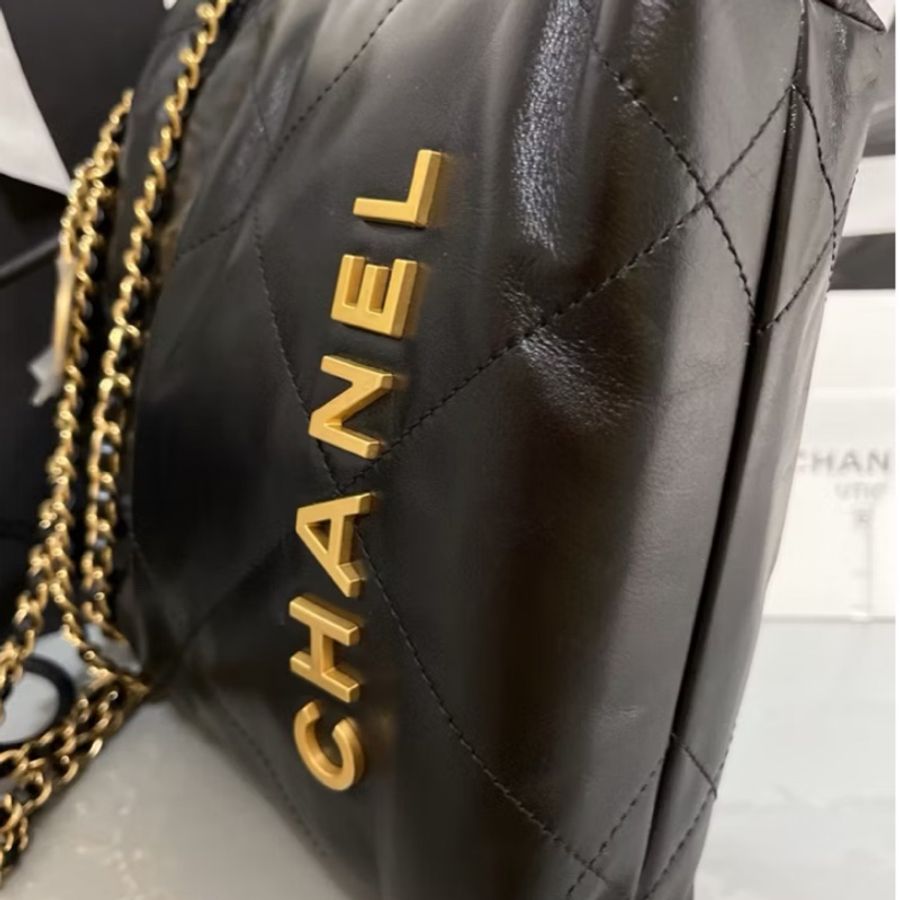 CHANEL香奈兒《全新》22 Mini 黑金鍊 菱格鏈條包|全新附全配|台北百貨專櫃購入|現貨-7