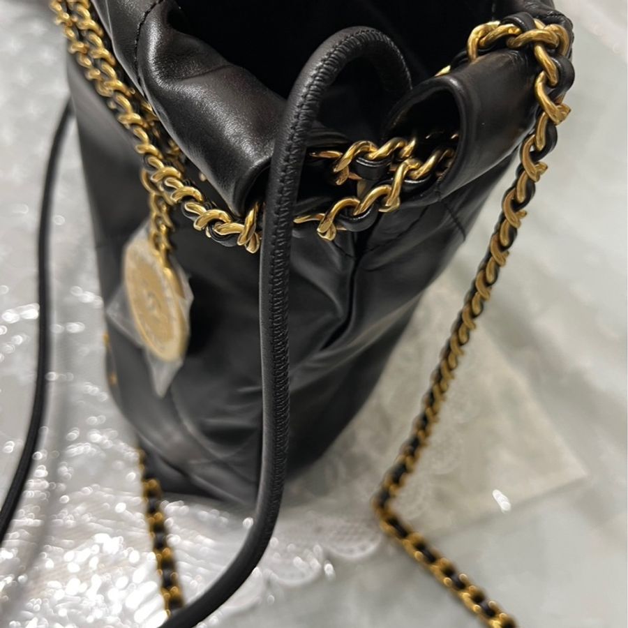 CHANEL香奈兒《全新》22 Mini 黑金鍊 菱格鏈條包|全新附全配|台北百貨專櫃購入|現貨-33