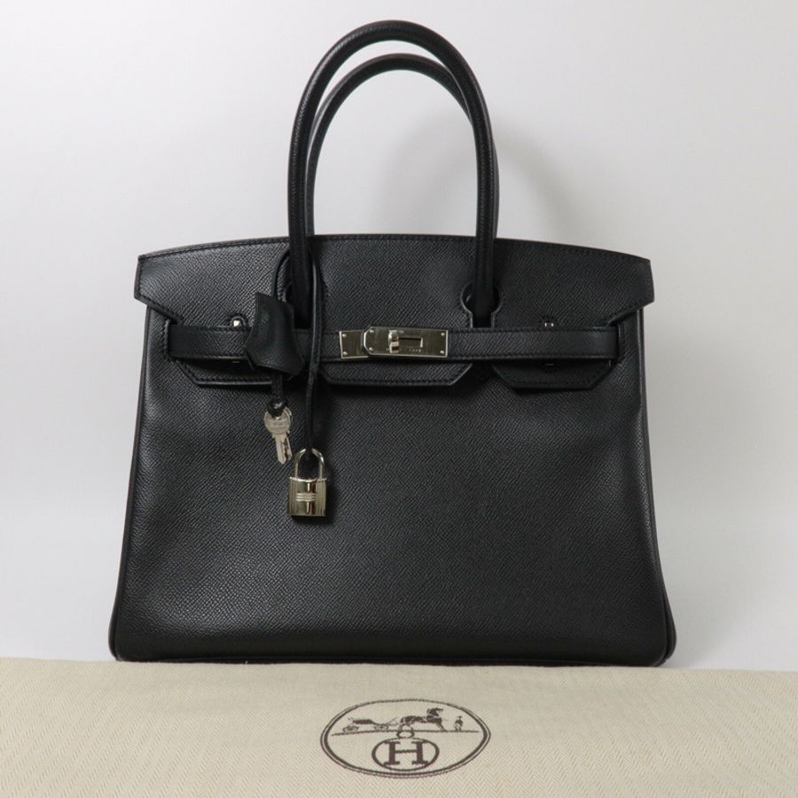 HERMES Epsom皮革Birkin 30手挽袋Noir-10