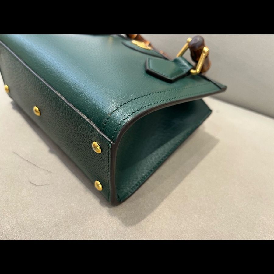 GUCCI古馳 Diana竹節托特包Tote包購物袋單肩手提包 迷你-3
