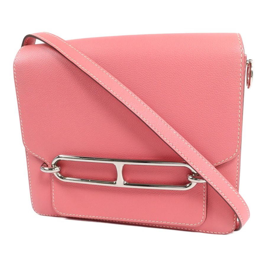 HERMES Evercolor皮革Roulis 23肩背袋Rose Azalee-2