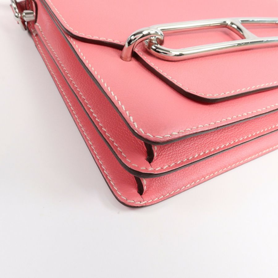 HERMES Evercolor皮革Roulis 23肩背袋Rose Azalee-11