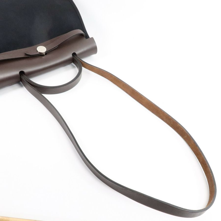 HERMES 帆布Herbag PM手挽肩背兩用袋Noir-7