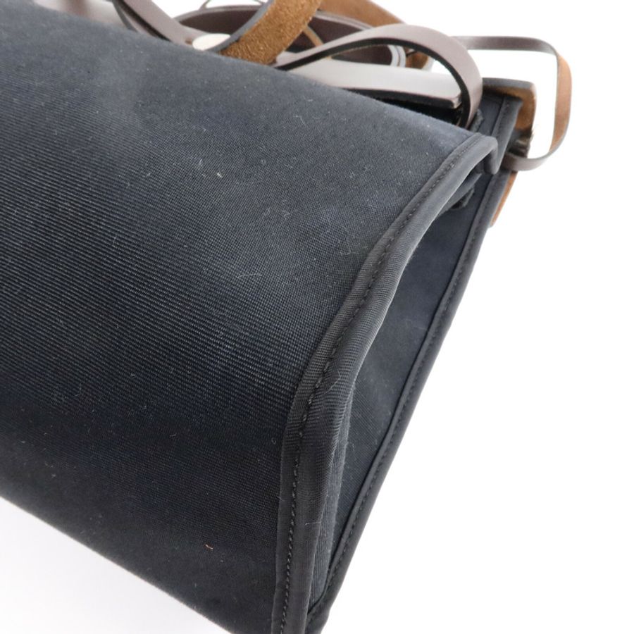 HERMES 帆布Herbag PM手挽肩背兩用袋Noir-9
