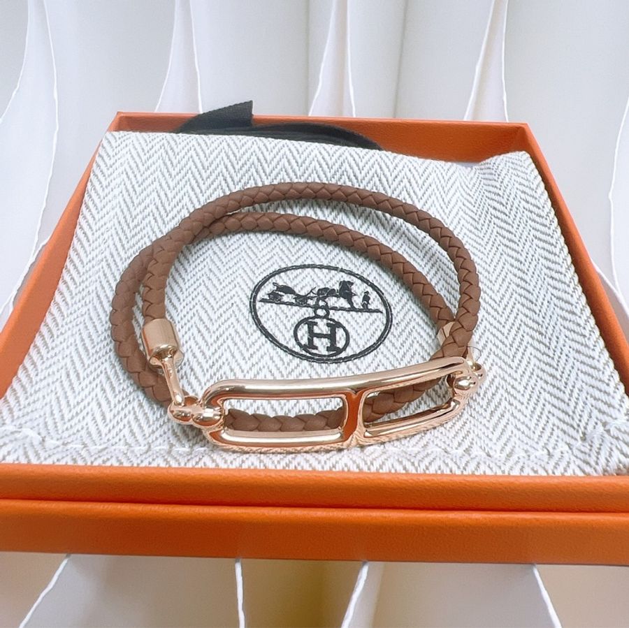 全新 Hermes double tour roulis 金棕色玫瑰金釦 T2碼-4