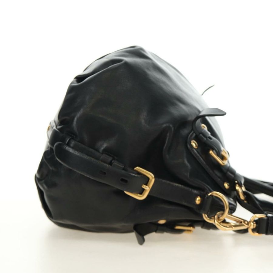 【日本直送】PRADA 手提包 皮革 兩用 黑色 金色 正品 am11866V-3