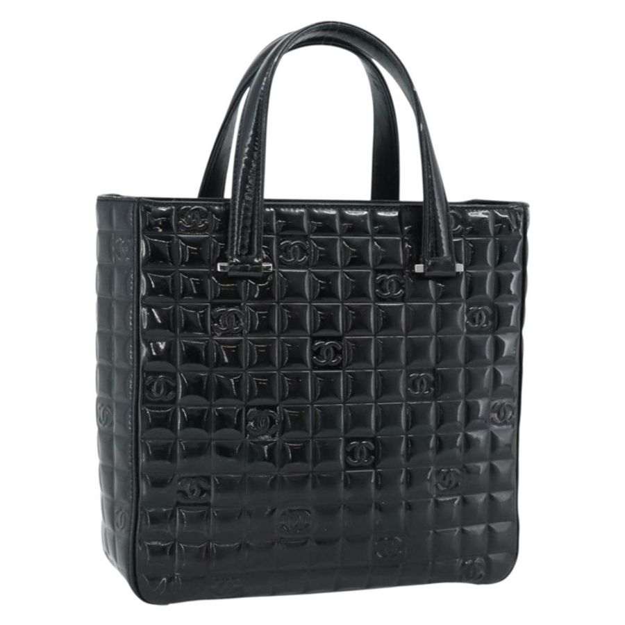【日本直送】香奈兒 (CHANEL) 漆皮黑色銀色雙C標誌手提包 mr2603A-0