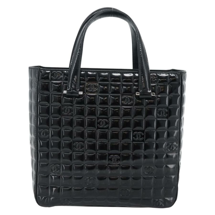 【日本直送】香奈兒 (CHANEL) 漆皮黑色銀色雙C標誌手提包 mr2603A-1