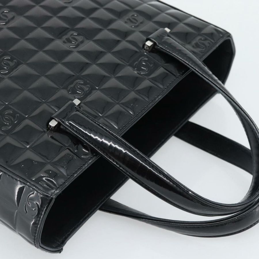 【日本直送】香奈兒 (CHANEL) 漆皮黑色銀色雙C標誌手提包 mr2603A-5