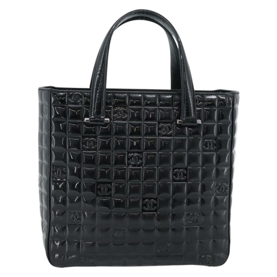 【日本直送】香奈兒 (CHANEL) 漆皮黑色銀色雙C標誌手提包 mr2603A-12