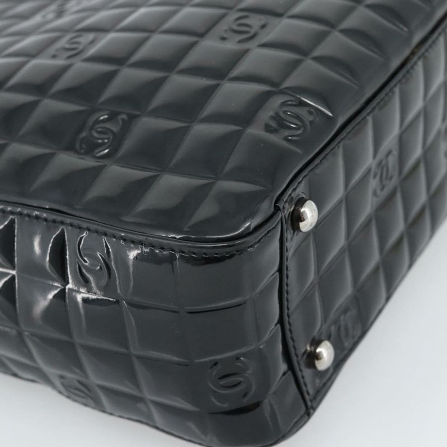 【日本直送】香奈兒 (CHANEL) 漆皮黑色銀色雙C標誌手提包 mr2603A-13