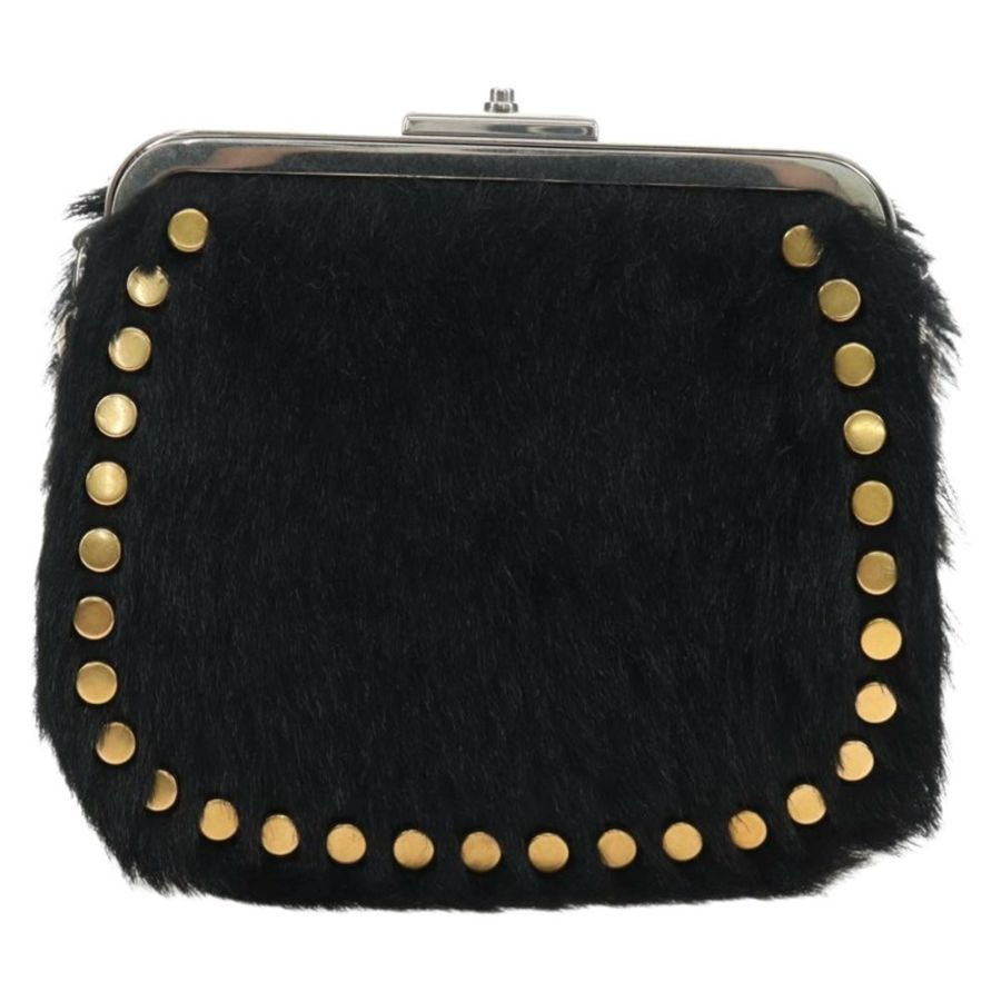 【日本直送】PRADA 鏈條單肩包 毛絨 黑色 銀色 正品 187435SAM-1