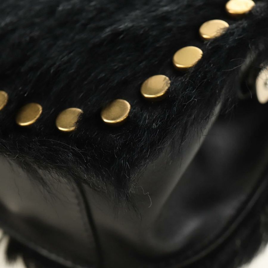 【日本直送】PRADA 鏈條單肩包 毛絨 黑色 銀色 正品 187435SAM-17