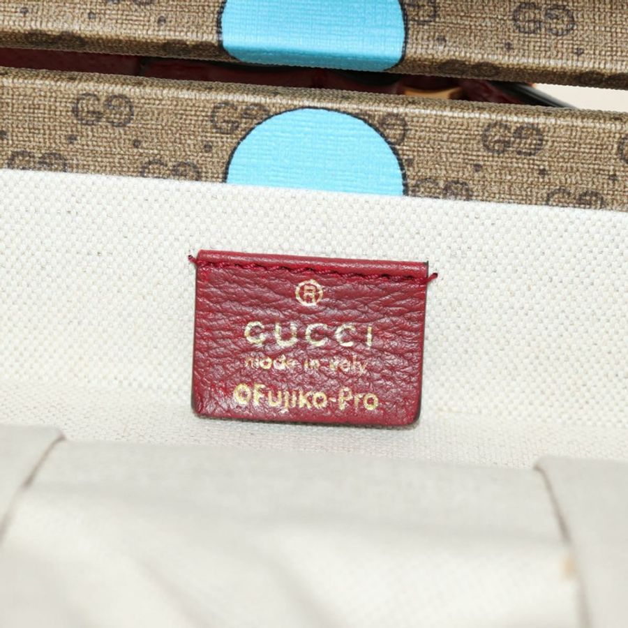 【日本直送】GUCCI Micro GG Supreme哆啦A夢手提包 PVC 兩用 米色 633587 正品 187481SM-26