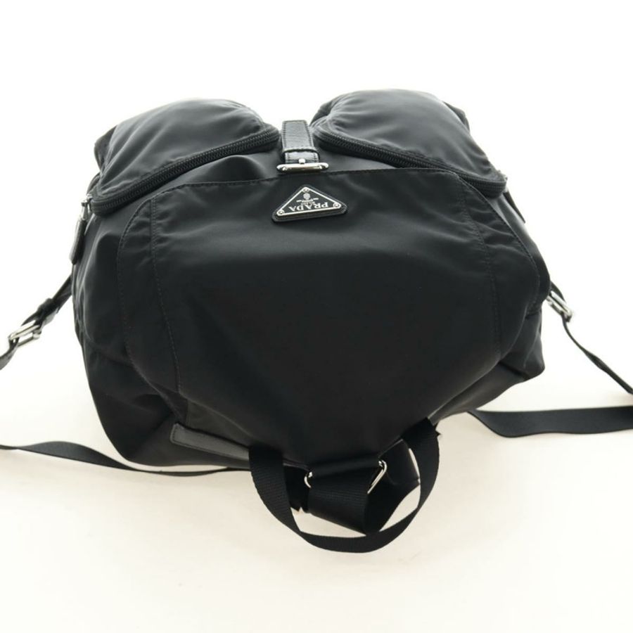 【日本直送】PRADA 雙肩包 尼龍材質 黑色 銀色 1BZ005 正品 188429SAV-5