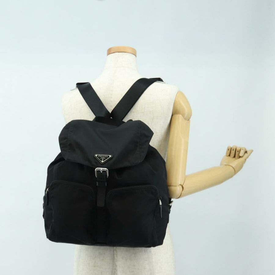 【日本直送】PRADA 雙肩包 尼龍材質 黑色 銀色 1BZ005 正品 188429SAV-33
