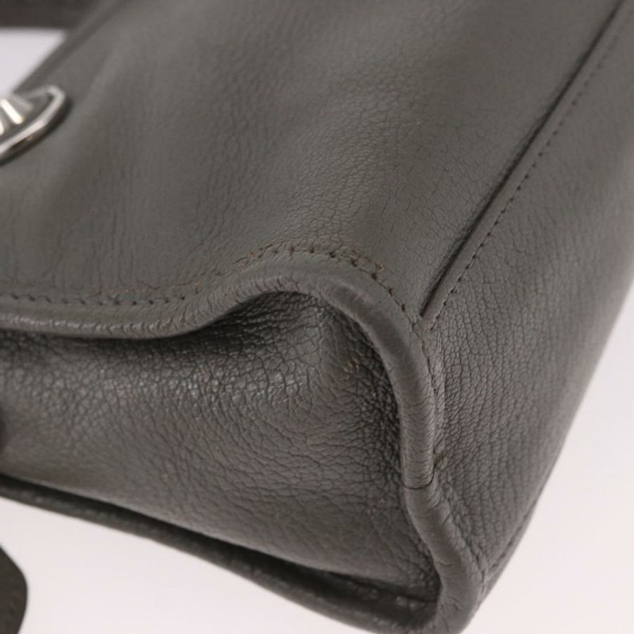 【日本直送】BALENCIAGA 皮革經典金屬邊迷你城市兩用包 灰色/銀色 正品 187985M-15