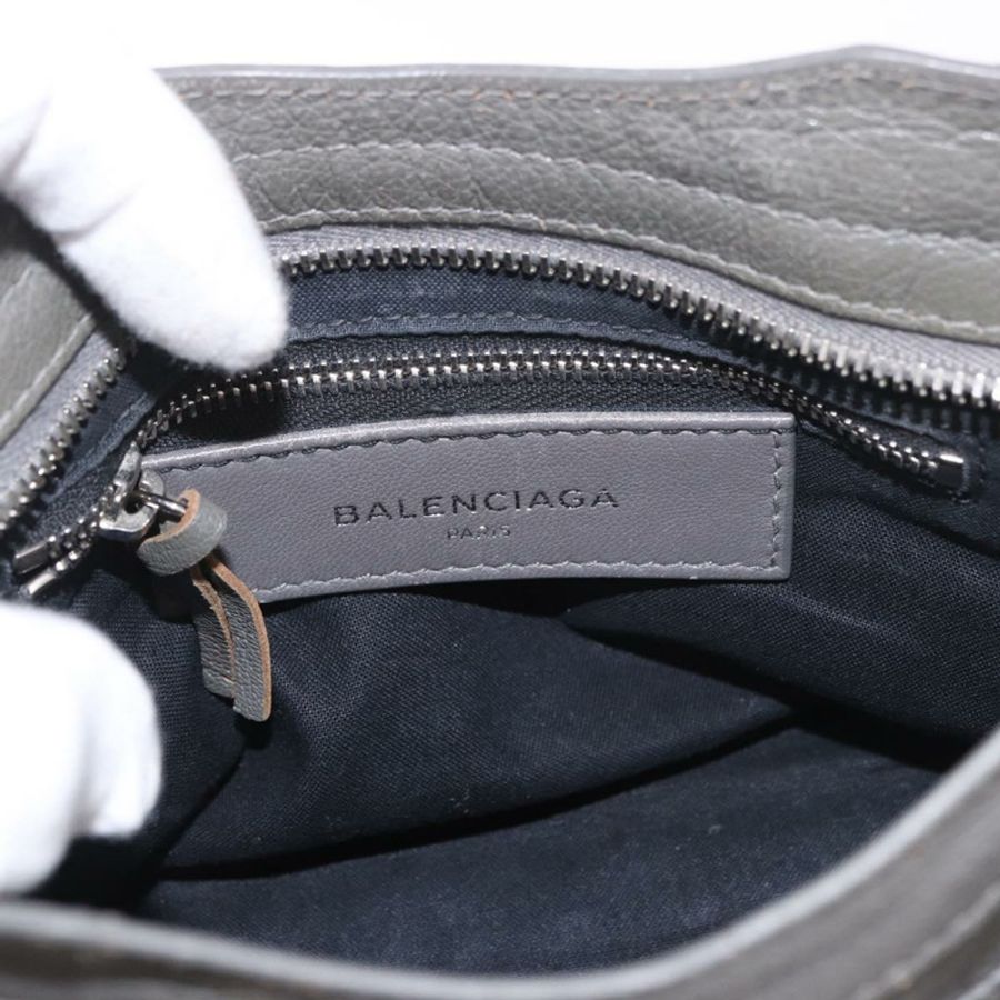 【日本直送】BALENCIAGA 皮革經典金屬邊迷你城市兩用包 灰色/銀色 正品 187985M-18