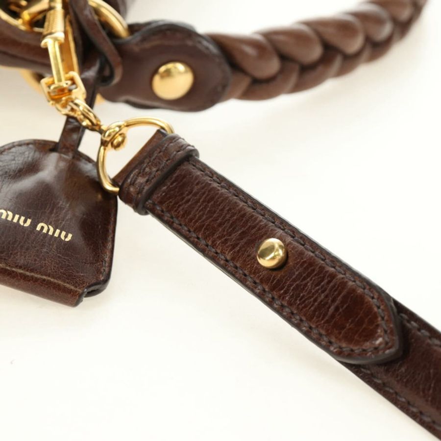 【日本直送】Miu Miu Ready Lock 肩背手提包 皮革 2way 棕色金色 Auth am11986V-7
