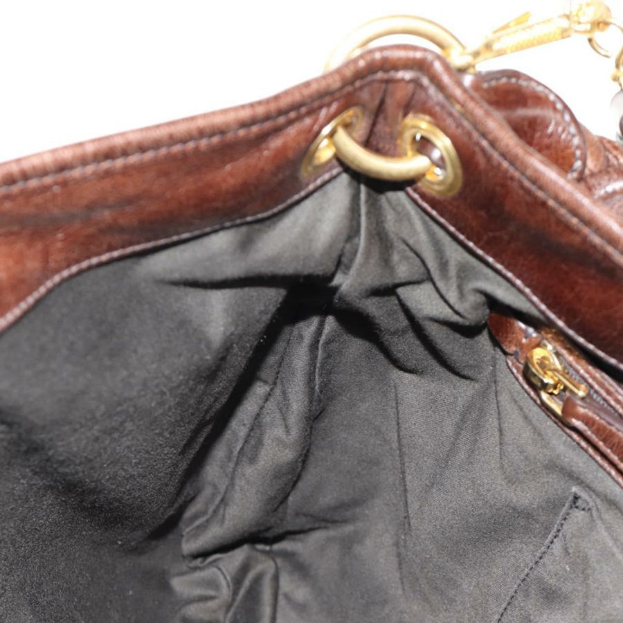 【日本直送】Miu Miu Ready Lock 肩背手提包 皮革 2way 棕色金色 Auth am11986V-26