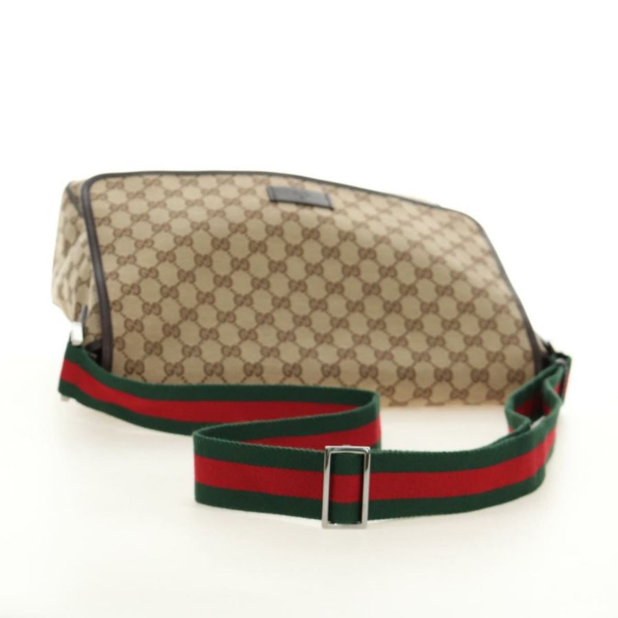 【日本直送】GUCCI GG帆布織帶雪莉線單肩包 米色 銀色 23302 正品 am11988V-6