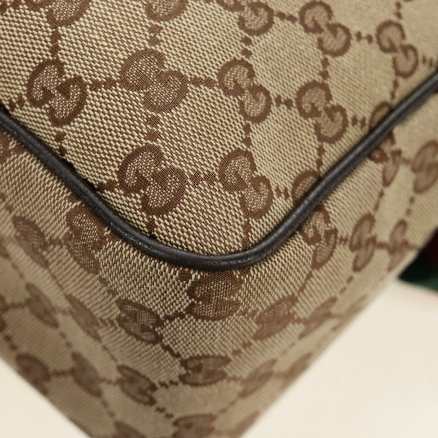 【日本直送】GUCCI GG帆布織帶雪莉線單肩包 米色 銀色 23302 正品 am11988V-26