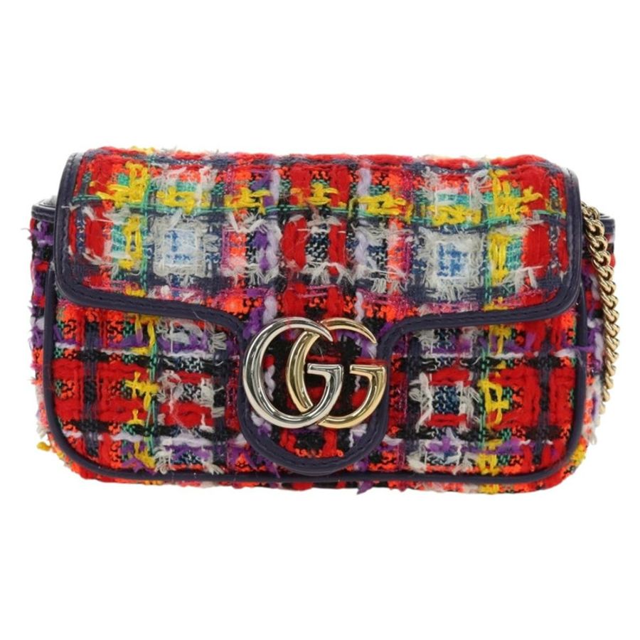 【日本直送】GUCCI GG Marmont 鏈條單肩包,斜紋軟呢多色金色,貨號 476433,正品編號 189256SAM-12
