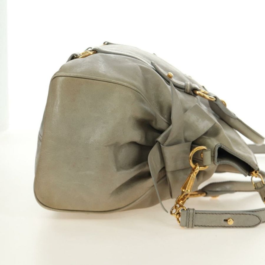 【日本直送】Miu Miu 手提包 皮革 兩用 灰色 金色 正品 189246V-4