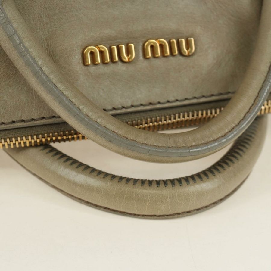 【日本直送】Miu Miu 手提包 皮革 兩用 灰色 金色 正品 189246V-6