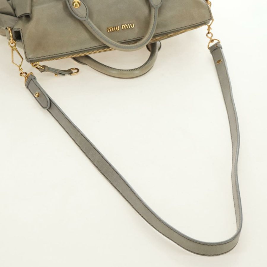 【日本直送】Miu Miu 手提包 皮革 兩用 灰色 金色 正品 189246V-7