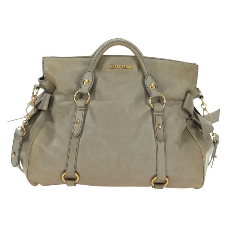 【日本直送】Miu Miu 手提包 皮革 兩用 灰色 金色 正品 189246V-12