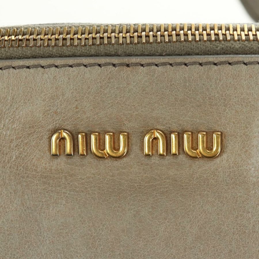 【日本直送】Miu Miu 手提包 皮革 兩用 灰色 金色 正品 189246V-19