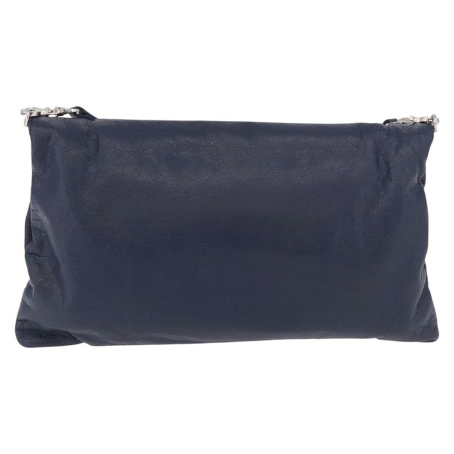 【日本直送】BALENCIAGA 經典信封式單肩包,皮革材質,海軍藍/銀色,貨號 319376,正品編號 189069V-1