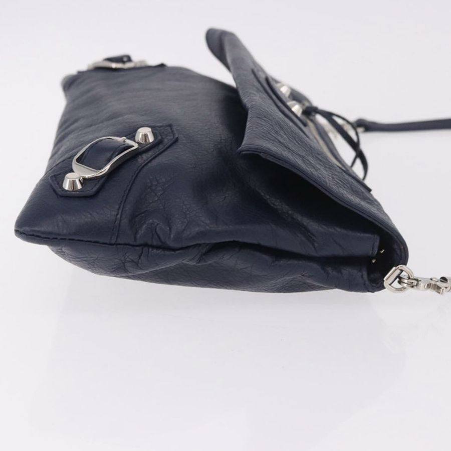 【日本直送】BALENCIAGA 經典信封式單肩包,皮革材質,海軍藍/銀色,貨號 319376,正品編號 189069V-2