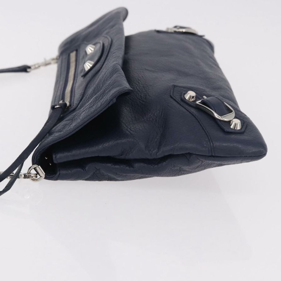 【日本直送】BALENCIAGA 經典信封式單肩包,皮革材質,海軍藍/銀色,貨號 319376,正品編號 189069V-3