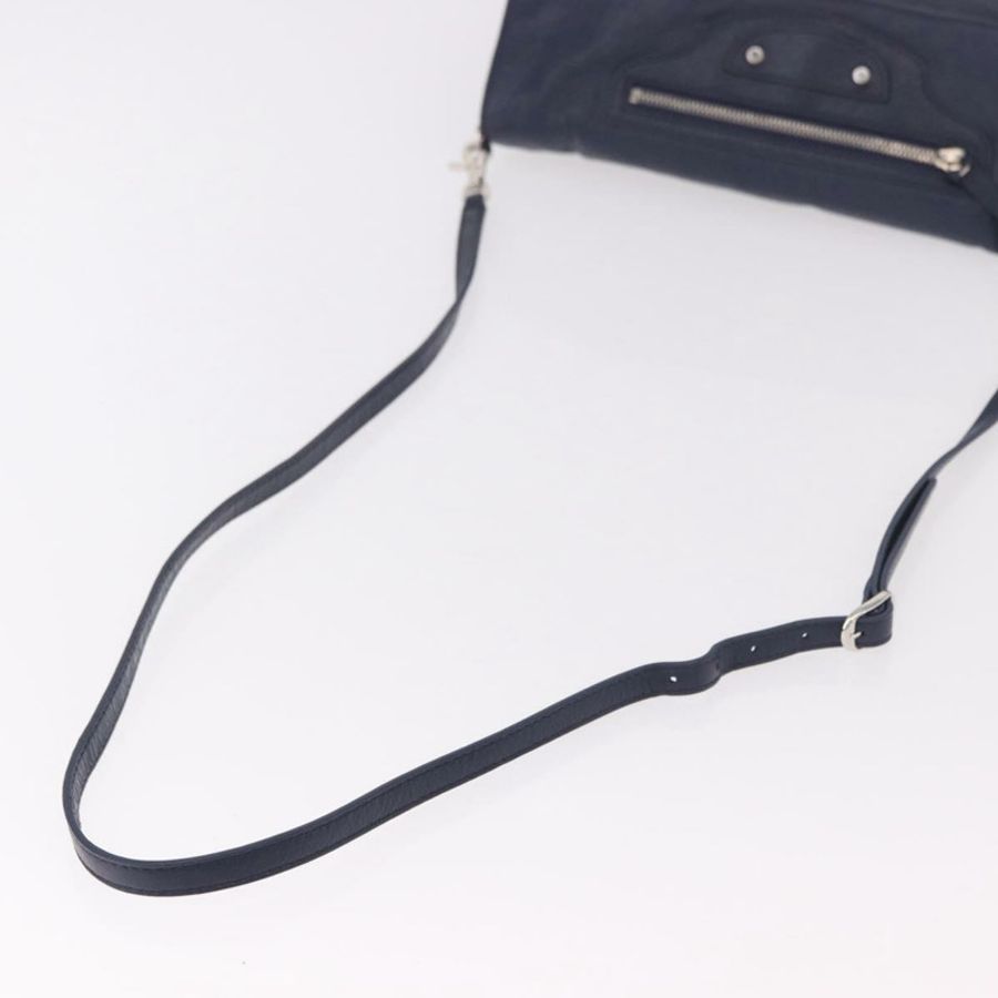 【日本直送】BALENCIAGA 經典信封式單肩包,皮革材質,海軍藍/銀色,貨號 319376,正品編號 189069V-6