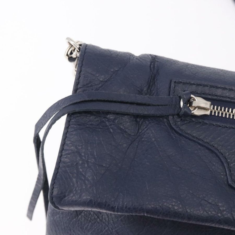 【日本直送】BALENCIAGA 經典信封式單肩包,皮革材質,海軍藍/銀色,貨號 319376,正品編號 189069V-17